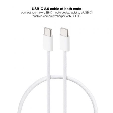 NANO CABLE Cable USB-C a USB-C 60W 3A, 2m, Blanco NANO CABLE Cable USB-C a USB-C 60W 3A, 2m, Blanco